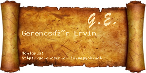 Gerencsér Ervin névjegykártya